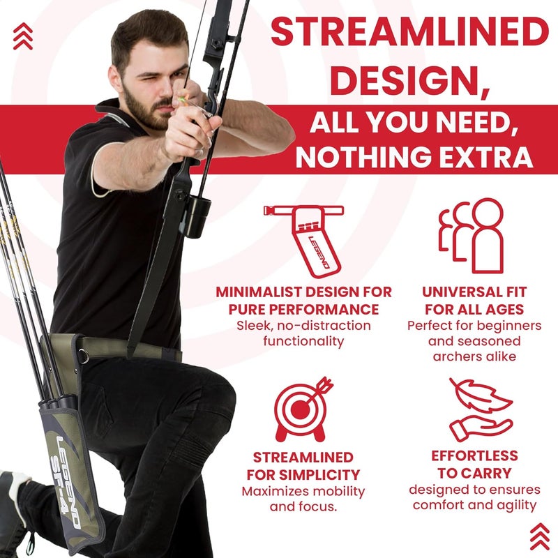 Legend SF4 Hip Quiver for Arrows -vBeginner-Friendly Right-Handed Arrow Quiver with 3 Arrow Tubes, Durable Archery Quiver with Adjustable Belt Strap, Waist Quiver Arrow Holder for Target Shooting - Image 3